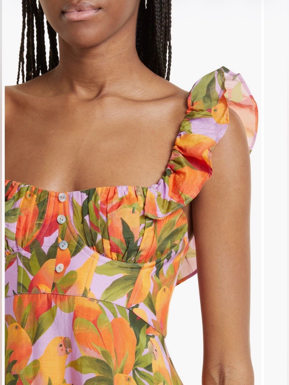 FARM Rio Mango Macaws Ruffle Cotton
Blend Maxi Dress - Picture 5 of 16